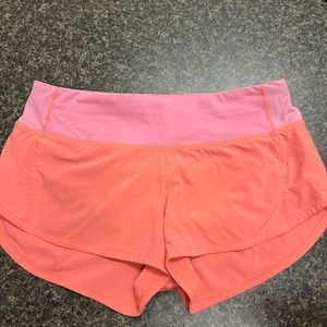 Neon Peach Lululemon Speed up Short 2.5 size 4
